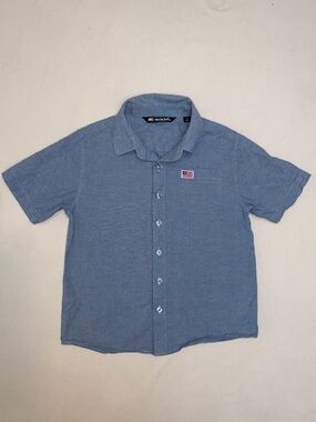 Travis Mathew Boys American Flag Patriotic Button Down Shirt Sz S Preppy Resort
